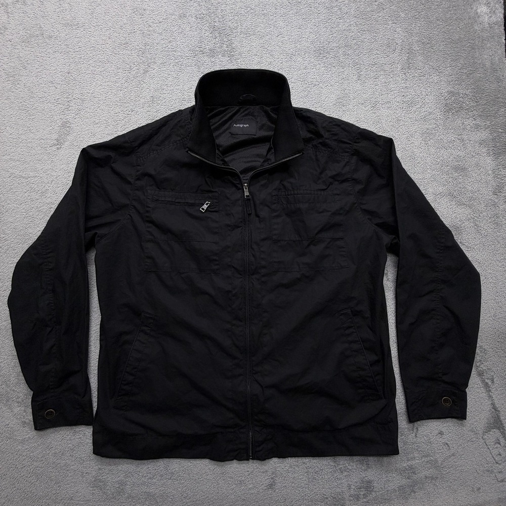 M&S Autograph Jacket‎ Mens Extra Large Black Full Zip Cotton Mesh Lined Casual